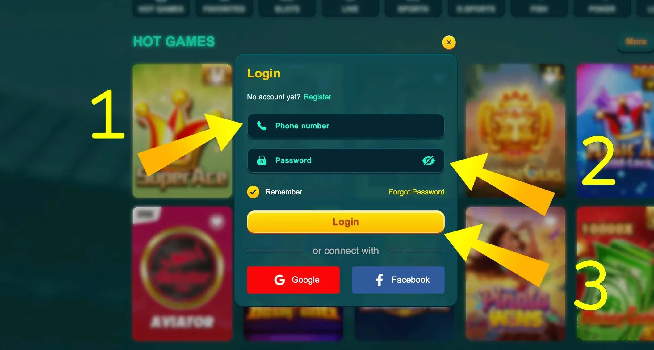 EK333 login form with phone and password