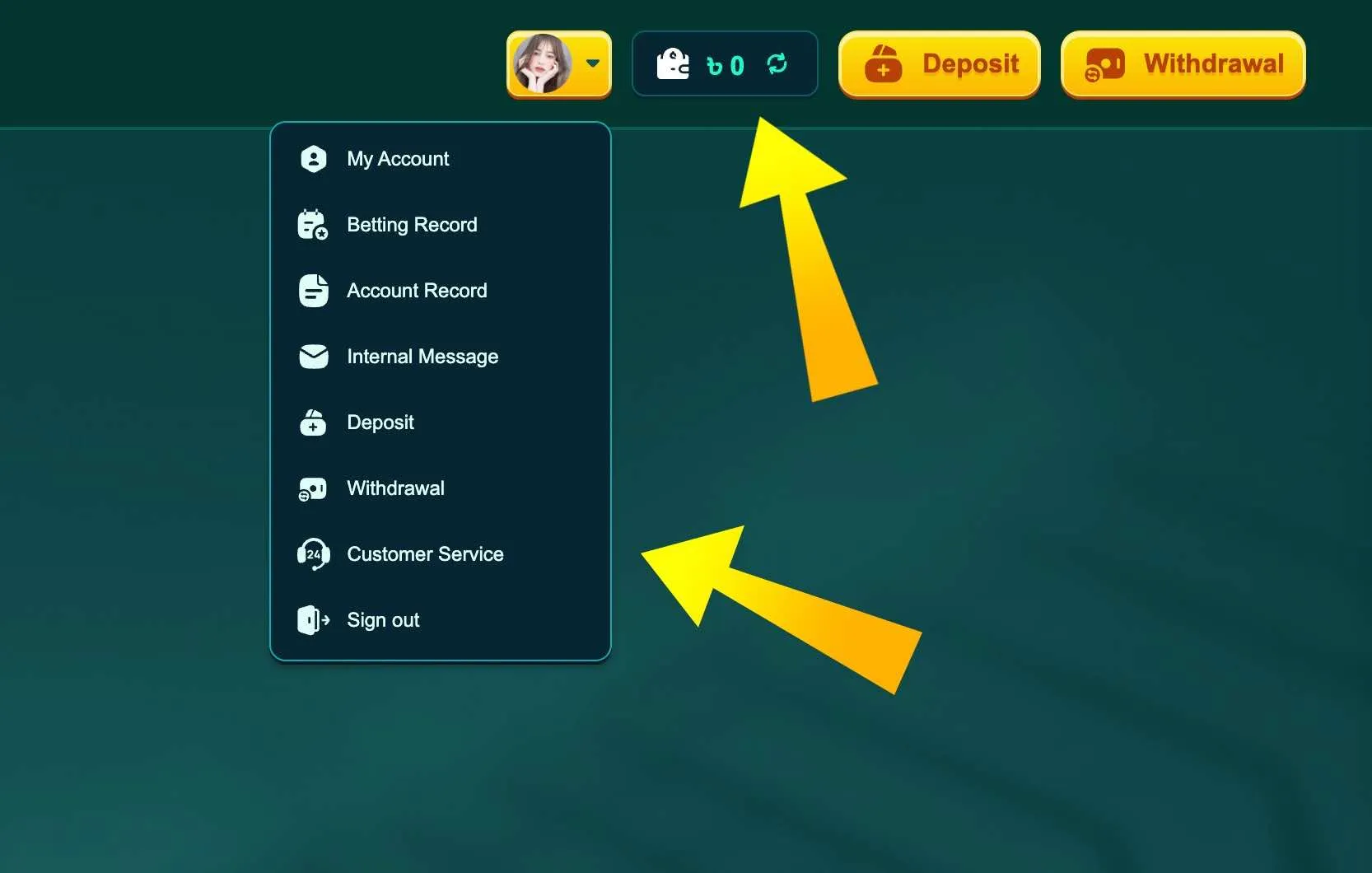 EK333 profile menu
